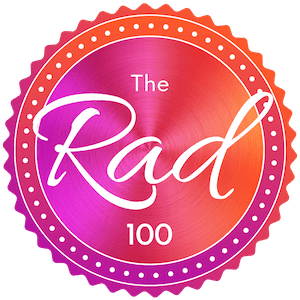 "The rad 100" badge